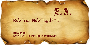 Róna Mátyás névjegykártya